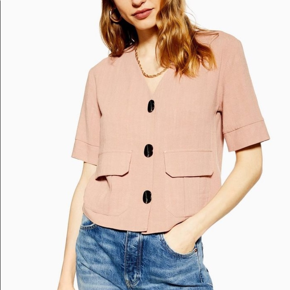 Topshop Rose Pink Button Down Top